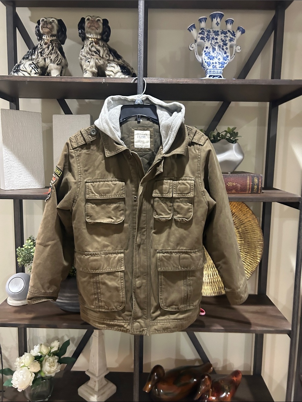Kids Hooded Utility Jacket - Olive Green XL